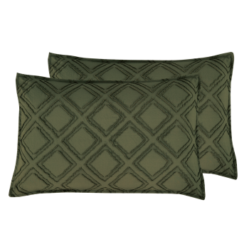 TUFTED MICROFIBRE SUPER SOFT TWIN PACK STANDARD PILLOWCASES-KHAKI GREEN