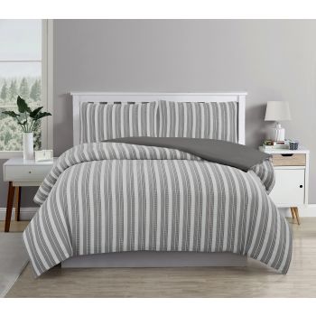 Cove TEXTURED CHARCOAL QUILT COVER SET - SINGLE