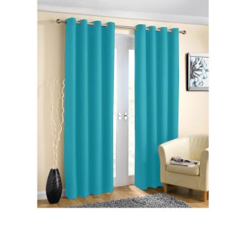 Pair of Blockout Plain Eyelet Curtains Blue