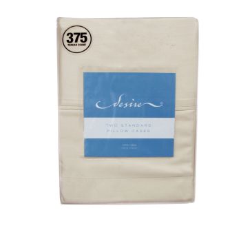 Pair of Cotton Standard Pillowcases 375TC Ecru