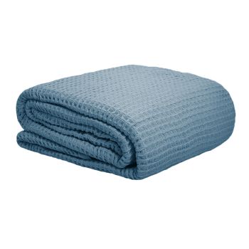 Cotton Waffle Blanket Dusk Blue Queen