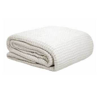 Cotton Waffle Blanket White King