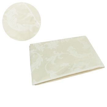 Damask Jacquard Polyester Tablecloth 180cm Round Leaf Cream