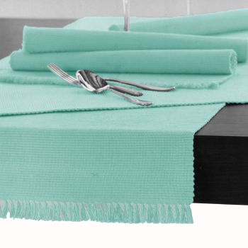 Hoydu Cotton Ribbed Table Runner 45cm x 150cm - LIGHT TURQUOISE