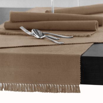 Hoydu Cotton Ribbed Table Runner 45cm x 150cm - SAND