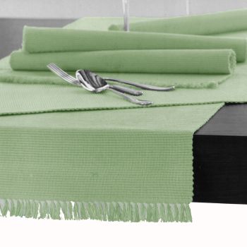 Hoydu Cotton Ribbed Table Runner 45cm x 200cm - REED GREEN