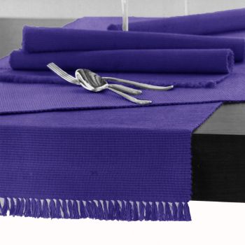 Hoydu Cotton Ribbed Table Runner 45cm x 200cm - ULTRA VIOLET