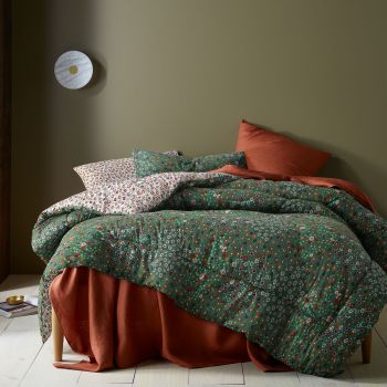 Accessorize Lisa Green Washed Cotton Printed 3 Piece Comforter Set King