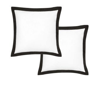 Accessorize Pair of White/Black Tailored Hotel Deluxe Cotton European Pillowcases