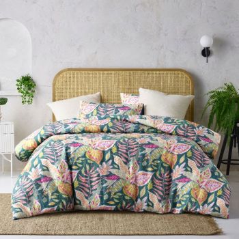 Accessorize Betty Carmila Printed Linen Cotton Quilt Cover Set Queen