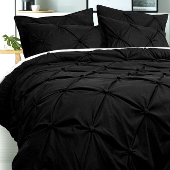 Bloomington Puffy Quilt Cover Set Black SUPER KING