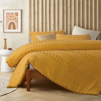 Vintage Design Homewares Sans Sovci Ochre Cotton Quilt Cover Set King