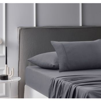 Accessorize Cotton Flannelette Sheet Set Grey Queen