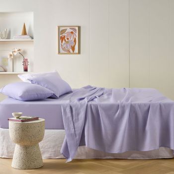 Vintage Design Homewares Lilac French Linen Sheet Set Double