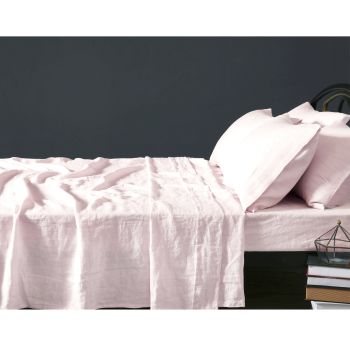 Vintage Design Homewares 100% Linen Blush Sheet Set KING SINGLE