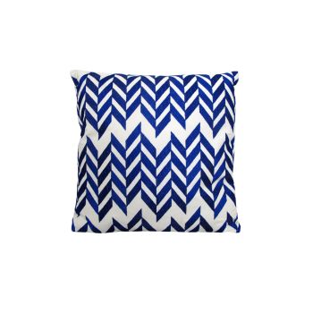 J.Elliot Home Zinc Embroidered Blue Filled Cushion 43 x 43 cm