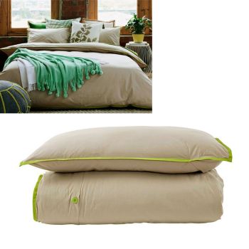 Jane Barrington Cotton Quilt Cover Set Taupe/Green Single