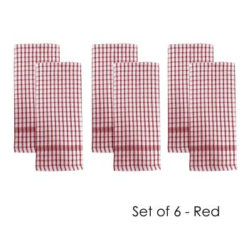 J.Elliot Home Set of 6 Elly Terry Tea Towels Red