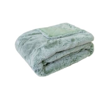 J Elliot Home Archie Sage Faux Fur Throw Rug 130 x 160cm