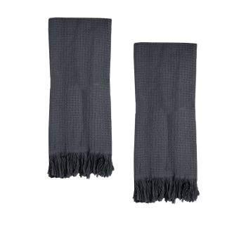 J Elliot Home 400GSM Camila Set of 2 Cotton Waffle Hand Towels 45 x 65 cm Coal