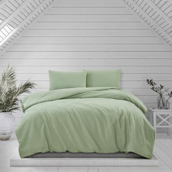 Ardor Preston Pale Green Embossed Quilt Cover Set Queen