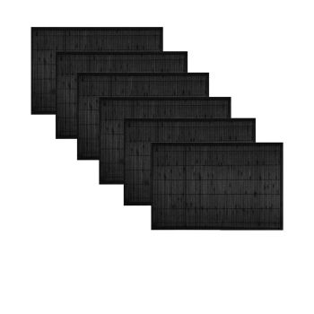 Set of 6 Narrow Slat Bamboo Table Placemats 30 x 45cm Black 