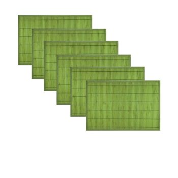 Set of 6 Narrow Slat Bamboo Table Placemats 30 x 45cm Green 