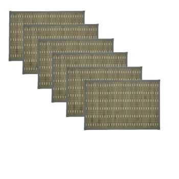 Set of 6 Streak Bamboo Table Placemats 30 x 45cm Grey Silver 