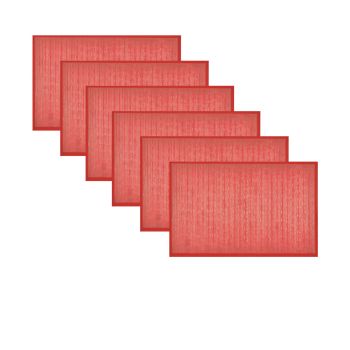 Set of 6 Varnish Bamboo Table Placemats 30 x 45cm Red 