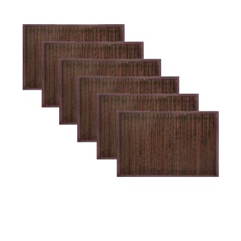 Set of 6 Varnish Bamboo Table Placemats 30 x 45cm Chocolate 