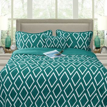 Ramesses Alena Teal 4 Pcs Ultrasonic Comforter Set Queen