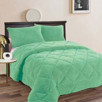 Ramesses Teddy Fleece 3 Pcs Comforter Set Aqua (Frost) Queen