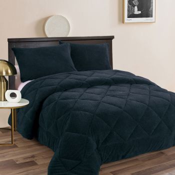 Ramesses Teddy Fleece 3 Pcs Comforter Set Navy King