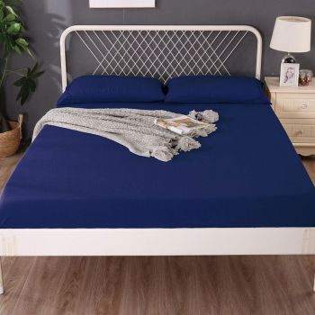 Ramesses 1000TC Linen Bamboo Fitted Sheet Combo Set Deep Blue King