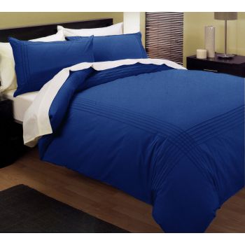 Kingtex Pintuck Quilt Cover Set Blue Queen