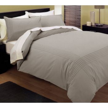 Kingtex Pintuck Quilt Cover Set Linen Double