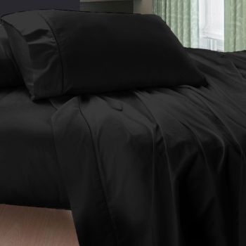 400TC Egyptian Cotton Sheet Set Jet Black DOUBLE