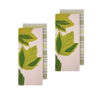 Ladelle Harvest Time Set of 4 Cotton Kitchen Towels Green