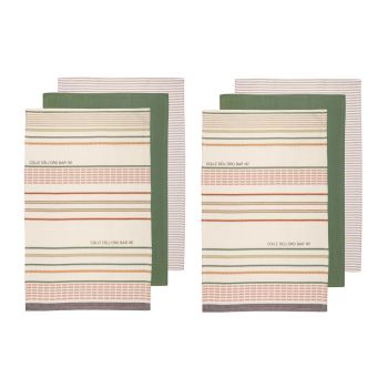 Ladelle Set of 6 Sanctuary Cotton Kitchen Tea Towels 50 x 70 cm Green