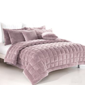 Alastairs Augusta Faux Mink Quilt / Comforter Set Blush Double