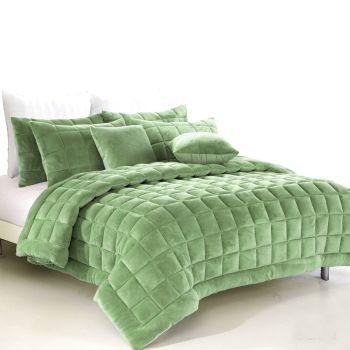 Alastairs Augusta Faux Mink Quilt / Comforter Set Sage Single