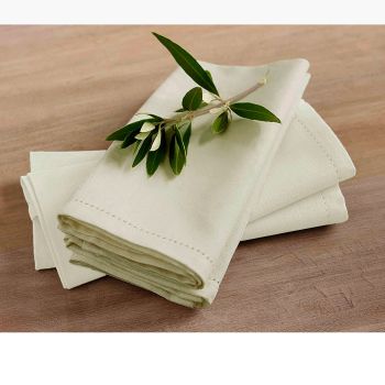 Rans Set of 4 Cotton Hemstitch Napkins - Beige