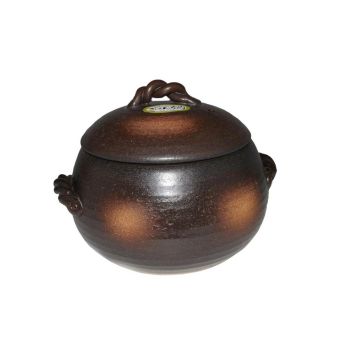 Japanese Yorozufuru-sho Brown Donabe Chestnut 3# Rice Clay Pot  - Made in Japan - 1.7L