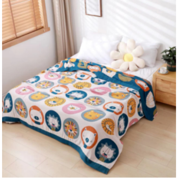 Whimsical Cartoon Animals Cotton Blanket Pattern Mickey Rabbit