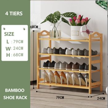 Multi-layers Bamboo Shoe Rack Storage Organizer Wooden Flower Stand Shelf(4 Layers)