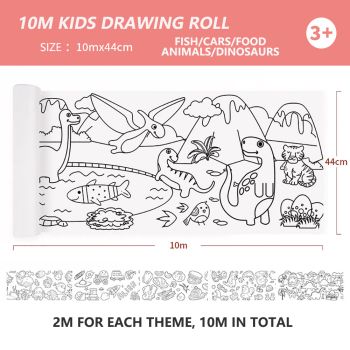 44cm*10m Kids Drawing Roll Color Filling Paper Graffiti Scroll Coloring Paper Toy(Style 02:5 themes)