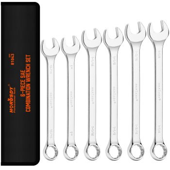 6Pc Extra Big Imperial Combination Spanner Ring Open Ended Combo Wrench Work