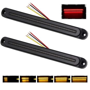  2Piece LED Tail Lights Flowing Turn Signal Stop brake Trailer Truck Caravan IP68