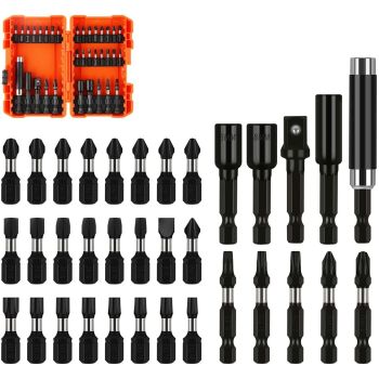 34Pc Impact Screwdriver Bit Set Nut Driver Magnetic Drill Holder Quick Release