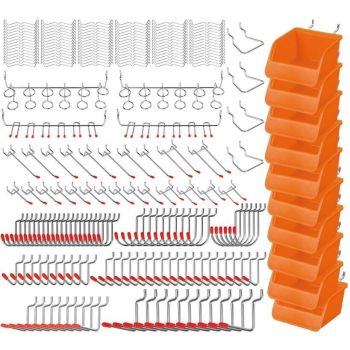 238Pc Pegboard Hooks Set Peg board Bins Parts Storage Assortment Tools Organiser